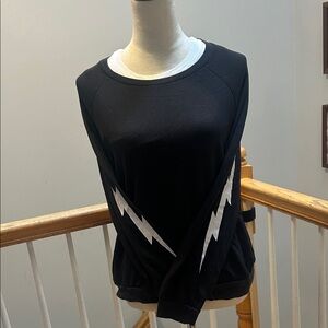 Lauren Moshi Black Lightning Bolt Women's Top